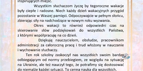 Życzenia na wakacje